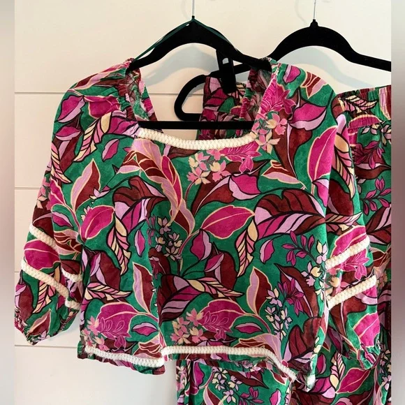 Cynthia Rowley Floral Wide Leg Pants & Top Set, Size Medium - Picture 2 of 14